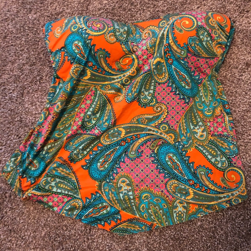 Bright colors Strapless  tankini swim top